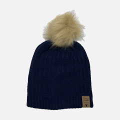 SHARK M22 POM POM BEANIE NAVY FUR OPT 1